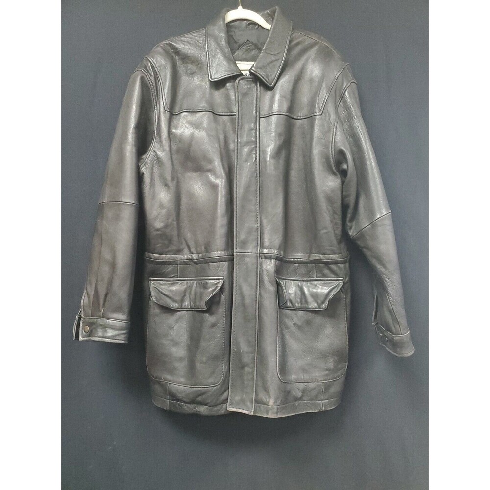 John Ashford Outdoors Men's Black Leather Jacket Size Large Vintage Barely Worn